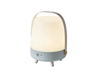 Kooduu Lite-up Play - Enceinte Bluetooth & Lampe Portable sans-Fil - Lampe de Chevet Scandinave, Lecteur de Musique & Déco - Unité de Son et Lumière Rechargeable Design Danois - 29x40cm, Bleu Ciel