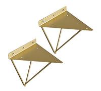 KOOEIN 2 Pièces Support D'étagère Triangle,Support Flottant Doré,Équerre Mural Industriel,Étagère Décoratif Caché,Étagères De Bricolage,Simple,14x13x17cm