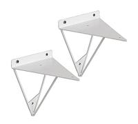 KOOEIN Support D'étagères Mural X2,Équerre Triangulaire Moderne,Supports De Rangement Décoratifs,Étagère en Fer Forgé, Support Caché pour Étagère Bricolage,Noir/Or/Blanc,Blanc,14x13x17cm