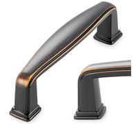 KOOFIZO Lot de 10 poignées d'arche d'armoire à pied carré - Poignées de meubles en bronze huilé, espacement des vis de 76 mm, pour porte de placard de cuisine, tiroir de commode, matériel de meubles
