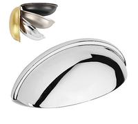 KOOFIZO Lot de 10 poignées de tiroir en chrome poli, espacement des vis de 76 mm, pour placard de cuisine, chambre à coucher, commode, porte de meubles de salle de bain