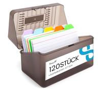 Koogel Boîte de cartes, format A7, avec 5 couleurs, cartes d'apprentissage, pour les examens de langue, l'entraînement de vocabulaire et l'apprentissage quotidien, organiseur, 14 x 8 x 9 cm
