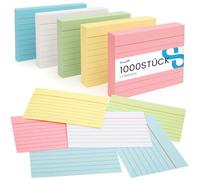 Koogel Lot de 1000 fiches A8, 5 couleurs, pour étude, vocabulaire, baccalauréat, TestDaF, études médicales, 7,3 x 5,1 cm