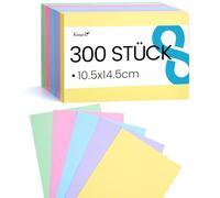 Koogel Lot de 300 cartes vierges au format A6, 14,8 x 10,5 cm, cartes de modération pour l'apprentissage du vocabulaire, le bureau, l'école, la présentation, la modération (5 couleurs, 150 g/m²)