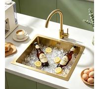 KOOGIMDDR Évier de cuisine 45 x 45 cm, Éviers à cuve unique en acier inoxydable avec filtre de vidange, Acier inoxydable, Évier encastré ou à poser