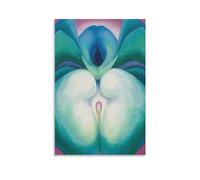KOOHTAA Georgia O'Keeffe Affiche d'art à suspendre en forme de fleurs blanches et bleues 30 x 45 cm