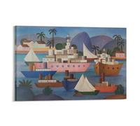 KOOHTAA Tapisserie Tarsila Do Amaral Tarsila Do Amaral - O Porto - Impression sur toile - Décoration d'intérieur - 30 x 45 cm