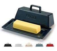 Kook Beurrier en céramique couvercle comptoir de cuisine plateau de service récipient de rangement peut contenir 1 bâton passe au micro-ondes et au lave-vaisselle bleu
