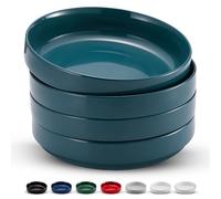 KooK Lot de 4 assiettes creuses en céramique - Passe au micro-ondes et au lave-vaisselle - Parfaits pour les soupes et salades - Porcelaine brillante - Bleu sarcelle - 1,3 l