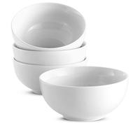KooK Lot de 4 bols à céréales en céramique, passent au micro-ondes, au lave-vaisselle et au congélateur, plats en porcelaine pour soupe, pâtes, salade, flocons d'avoine, intérieur profond, 710 ml