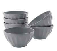 Kook Lot de 6 bols à céréales en céramique - Passe au micro-ondes et au lave-vaisselle - Pour soupe, pâtes, salade, dessert, 652 g - Gris poudré