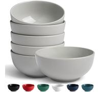 KooK Lot de 6 bols à soupe en céramique résistants aux éclats pour pâtes, salade, flocons d'avoine, intérieur profond, passent au micro-ondes, lave-vaisselle et congélateur, 590 ml (gris poudré, 15,2
