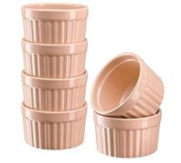 Kook Lot de 6 ramequins roses pour crème brûlée, soufflé en porcelaine, passent au four, pour tarte, gâteau de lave, soupe, 300 ml