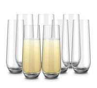 KooK Lot de 8 flûtes à champagne en verre sans pied pour rose, prosecco, mimosa, idéales pour les mariages et les fêtes, passent au lave-vaisselle, 300 ml
