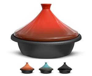 Kook Tajine marocain en fonte émaillée avec couvercle fermé en forme de cône en céramique, 3,3 l (céramique)