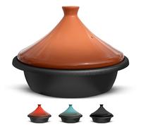 Kook Tajine marocain en fonte émaillée, tajine avec couvercle fermé en forme de cône en céramique, 3,3 litres (terre cuite)
