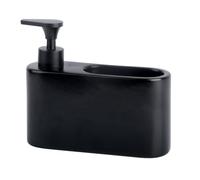 KOOK TIME Distributeur Liquide Vaisselle Porte Eponge pour Cuisine | Distributeur Savon Liquide pour Les Mains avec Espace | Matériel: céramique | Couleur: Noir
