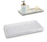 Kook Time Plateau Décoratif Rectangulaire - Vide-Poche pour Entrée, Plateau Salle de Bain, Parfums, Bougies ou Bijoux - Polyrésine Effet Marbre Blanc - 25,5 x 12 cm
