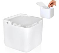 KOOK TIME Pot a sel cuisine | Boîte à sel en céramique avec couvercle acrylique transparent, parfaite pour sel gros et fin | Blanc | 11.2 x 11.2 x 11.2 cm.