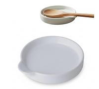 Kook Time Repose-Cuillère en Céramique CURVE - Grand Support pour Ustensiles de Cuisine et Louches. Petite Assiette Multiusage pour Apéritif ou Vide-Poche. Ø 15.5 cm. - Blanc