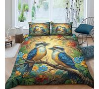 Kookaburra Birds Linge de Lit Microfibre résistante 3 Pièces 3D Imprimée Confortable Vibrant Nature Art Ensemble De Literie avec Taie d'oreiller Ultra Douce for Chambre à Coucher Double（200x200cm）