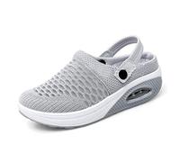 Kookmean Pantoufles orthopédiques à enfiler pour femme diabétique - Coussin d'air en maille - Mocassins à plateforme, Z5 Gris, 42 EU