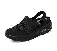 Kookmean Pantoufles orthopédiques pour femmes diabétiques à enfiler, chaussures d'infirmière en maille avec coussin d'air - Mocassins à plateforme - Noir - 40 EU, Z5 Noir, 40 EU