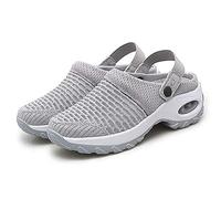 Kookmean Pantoufles pour femme diabétique chaussures de marche orthopédiques à enfiler pour femme avec coussin d'air en maille pour infirmière, Z1 Gris., 39 EU