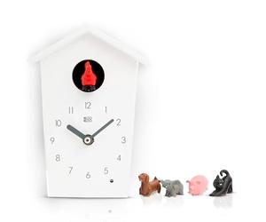 KOOKOO AnimalHouse Blanc, Petite Horloge Coucou, Pendule avec Voix de 5 Animaux de la Ferme, enregistrements sonores de la Nature