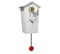 KOOKOO Birdhouse Blanc, Horloge Murale avec 12 Chants des Oiseaux Enregistrement naturels ou Coucou Horloge Coucou Design Moderne avec Pendule