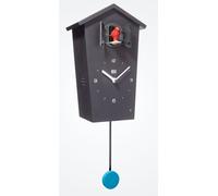 KooKoo Birdhouse Noir, Horloge Murale avec 12 Chants des Oiseaux Enregistrement naturels ou Coucou Horloge Coucou Design Moderne avec Pendule