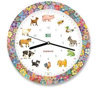 KOOKOO KidsWorld Garden Love Horloge de Ferme avec 12 Vraies Voix d'animaux du Pays Mouvement à Quartz 34 cm