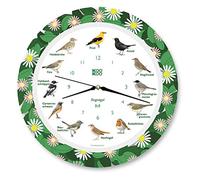 KOOKOO Oiseaux chanteurs Flower Planet, l'horloge chantante pour Oiseaux, avec 12 Oiseaux chanteurs locaux et de véritables Voix d'oiseaux Naturelles, avec Mouvement à Quartz Radio-piloté RC