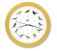 KOOKOO Singvögel Quartz Jaune-Creme, Horloge des Oiseaux, Un Pendule Murale avec 12 Oiseaux indigènes et enregistrements de la Nature, Horloge avec senseur de lumière