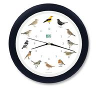 KOOKOO Singvögel Quartz Noir-Bleu, Horloge des Oiseaux, Un Pendule Murale avec 12 Oiseaux indigènes et enregistrements de la Nature, Horloge avec senseur de lumière