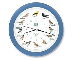 KOOKOO Singvögel RC Bleu Ciel, Horloge des Oiseaux, Un Pendule Murale avec 12 Oiseaux indigènes et enregistrements de la Nature, Horloge avec senseur de lumière