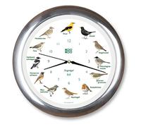 KOOKOO Singvögel RC Chrome, Horloge des Oiseaux, Un Pendule Murale avec 12 Oiseaux indigènes et enregistrements de la Nature, Horloge avec senseur de lumière