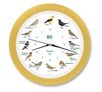 KOOKOO Singvögel RC Creme Jaune, Horloge des Oiseaux, Un Pendule Murale avec 12 Oiseaux indigènes et enregistrements de la Nature, Horloge avec senseur de lumière
