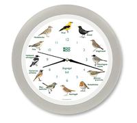 KOOKOO Singvögel RC Gris de Soie, Horloge des Oiseaux, Un Pendule Murale avec 12 Oiseaux indigènes et enregistrements de la Nature, Horloge avec senseur de lumière