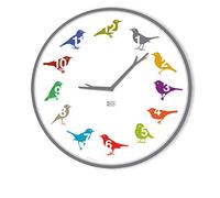 KOOKOO UltraFlat Multicolore, Horloge des Oiseaux avec 12 Oiseaux indigènes et enregistrements de la Nature, Cadran frappant, Horloge avec senseur de lumière