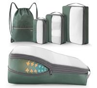 kookoomia 4 pièces Packing Cubes Compression, Organisateur Valise Bagage Sac Compression Organisateur de Voyage Rangement pour Sac à Dos (Vert)