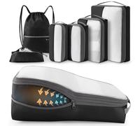 kookoomia 6 pièces Packing Cubes Compression, Organisateur Valise Bagage Sac Compression Organisateur de Voyage Rangement pour Sac à Dos (Noir)