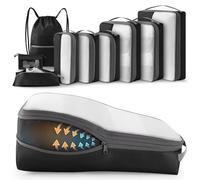 kookoomia 9 pièces Packing Cubes Compression, Organisateur Valise Bagage Sac Compression Organisateur de Voyage Rangement pour Sac à Dos (Noir)