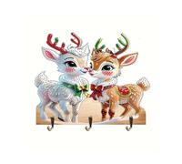 KookuLEE Porte-clés 5D avec 3 crochets, pas de perçage nécessaire, crochets décoratifs muraux pour porte d'entrée, faits à la main, motif de cerf, écharpe, chapeau, clés (13)