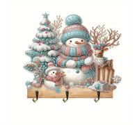 KookuLEE Porte-clés 5D avec 3 crochets, pas de perçage nécessaire, crochets décoratifs muraux pour porte d'entrée, arbre de Noël, bonhomme de neige, renne, écharpe, chapeau (11)