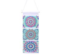 KookuLEE Sac de rangement 5D à suspendre à 3 couches - Motif mosaïque - Fait à la main - Motif mandala bleu - Pour chambre à coucher, salle de bain, cuisine, armoire, tringle à vêtements (06)