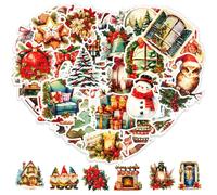 KOOKZ Autocollant Noël, 100 Pièces Étiquette Autocollante Vintage pour Cadeaux, Stickers Scrapbooking, Gommettes pour DIY Décorations Enveloppe