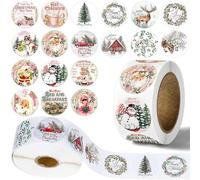 KOOKZ Autocollant Noël, Etiquette Noël Autocollante Idéal Étiquette Cadeaux Noël, Autocollants Stickers Noël Scrapbooking, Gommettes Noël pour DIY Cadeaux Décorations Enveloppe (2 Rouleaux)