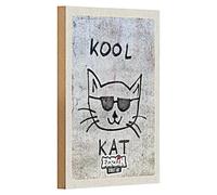 Kool Kat Plaque en bois - Berlin Street Art - Décoration rétro - 12 cm x 18 cm