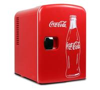 Koolatron Coca Cola Mini réfrigérateur silencieux pour chambre à coucher 4 L 6 canettes pour soins de la peau, bureau, nourriture, boissons, enfants 12 V, réfrigérateur portable pour la maison, la